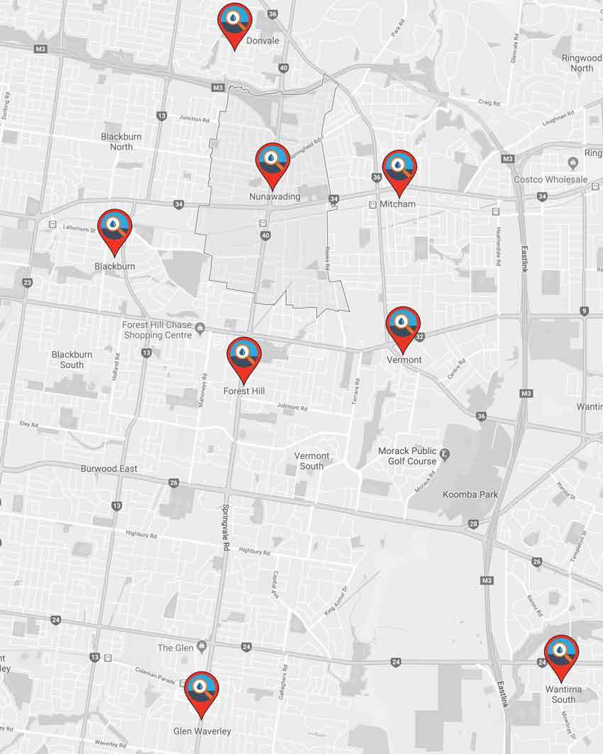 plumber nunawading surround area